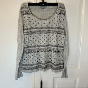 Vineyard Vines Grey Embroidered Long Sleeve Top Size Medium
